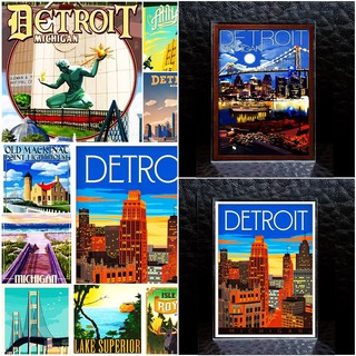 แม่เหล็กติดตู้เย็น มิชิแกน อเมริกา อะครีลิค 2×3 นิ้ว ของฝาก ของที่ระลึก Souvenir Acrylic Fridge Magnet USA Michigan 2x3"