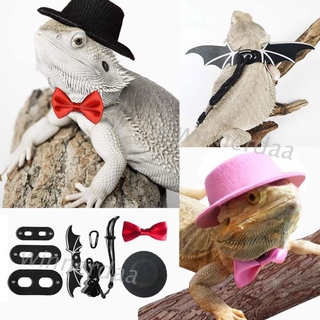 Lizard Traction Rope Hat Bow Tie Leather Reptile Bearded Dragon Harness Leash