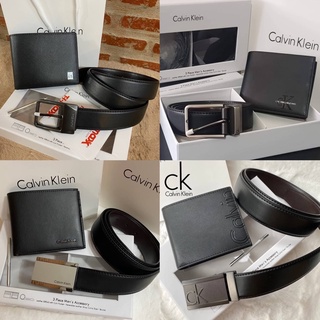 (ซ1) Leather Belt &amp; Wallet Set 🔥 ฟรี กล่อง+ถุงกระดาษ