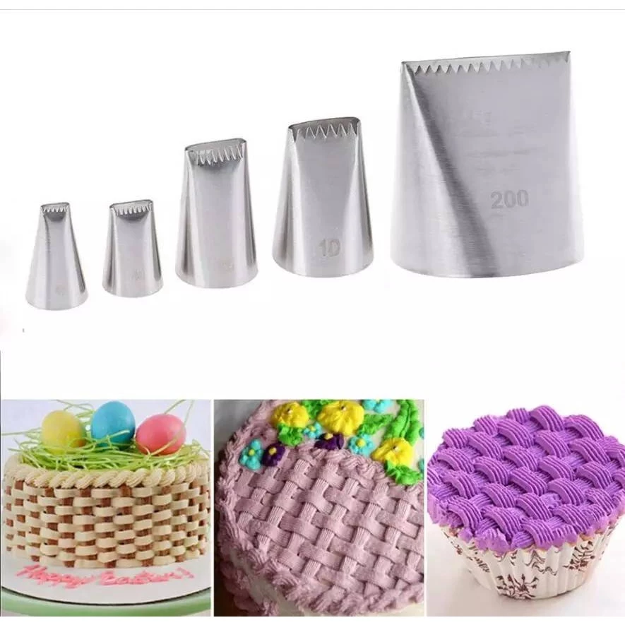 ชุดหัวบีบครีมเบอร์ L200,1D,895,48,47 หัวบีบครีมลายสานตะกร้า(Basket Weave) หัวบีบครีมเค้ก 1ชุดมี 5 ชิ้น