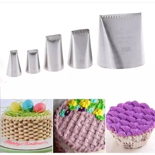 ชุดหัวบีบครีมเบอร์ L200,1D,895,48,47 หัวบีบครีมลายสานตะกร้า(Basket​ Weave)​ หัวบีบครีมเค้ก 1ชุดมี 5 ชิ้น