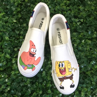 No.0155 รองเท้าเพ้นท์ Diy by mashop shoes  Spongebob