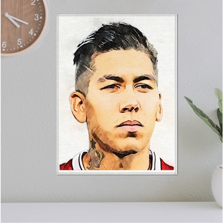 โปสเตอร์ ผ้าแคนวาส Roberto Firmino (2) Liverpool โรแบร์โต้ เฟอร์มิโน่ นักเตะ ลิเวอร์พูล ภาพวาด ศิลปะ นักบอล นักฟุตบอล