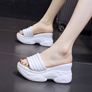 พร้อมส่ง!! ขาว38 รองเท้าส้นตึก สูง9cm size34-39