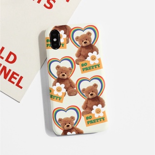 【Korean Phone Case Momo】 Teddy Pattern White 5 Types Slim Card Cute Hand Made Cute Unique Design SAMSUNG Compatible for iPhone 8 xs xr 11pro 11 12 12pro mini Samsung Korea Made