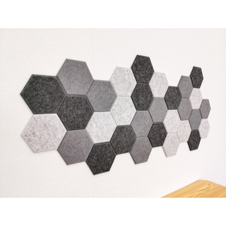 แผ่นอะคูสติก แผ่นซับเสียงตกแต่งผนัง acoustic panel รีไซเคิลจากขวดน้ำ FE-felt รุ่น HEXA-S