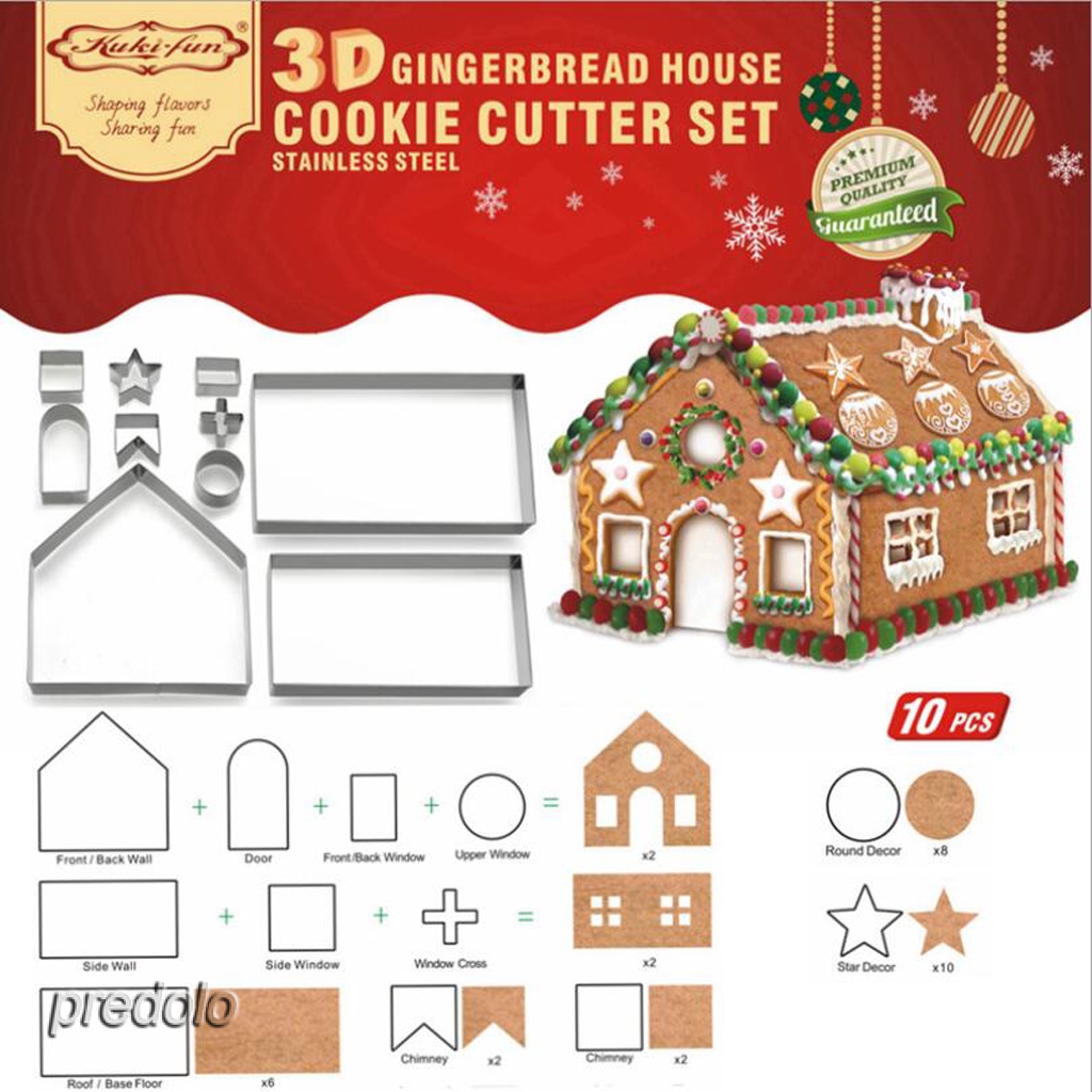 【 ในสต ็ อก 】 10 ชิ ้ น/set เครื ่ องตัดคุกกี ้ ขนมปังขิงคริสต ์ มาส DIY