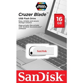 SanDisk Flash Drive CRUZER BLADE 16GB White USB2.0 (SDCZ50C_016G_B35W) Memory แฟลชไดร์ฟ แซนดิส ประกัน Synnex 5ปี