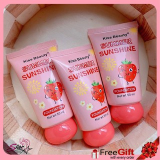 🌈Kiss Beauty  Summer Sunshine Foundation No.68146-03 🍑รองพื้น เนื้อครีมบางเบา เกลี่ยง่าย