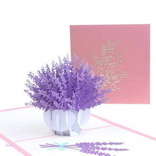 AOTO 3D Pop-Up Lavender Greeting Card for Birthday Mothers Day Wedding with Envelope