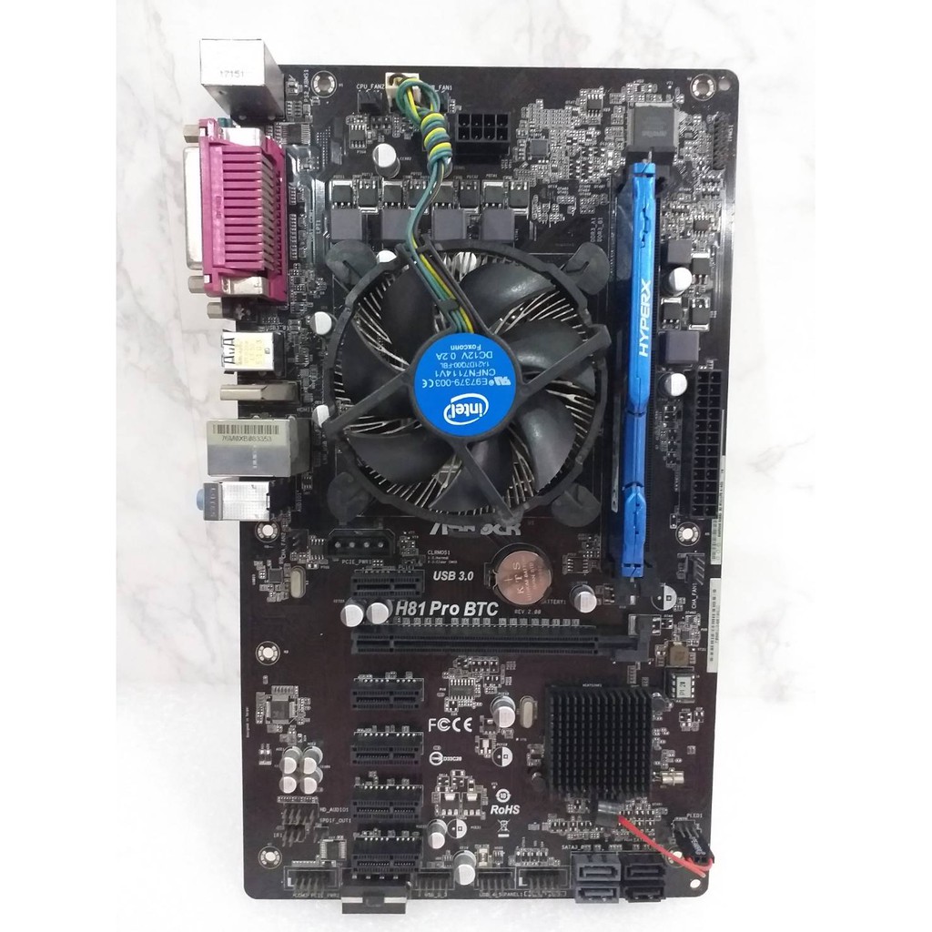 Mainboard H81 Pro BTC ASROCK +CPU Celeron G1840 2.80 GHz+ RAM 4 GB/1600 Kington