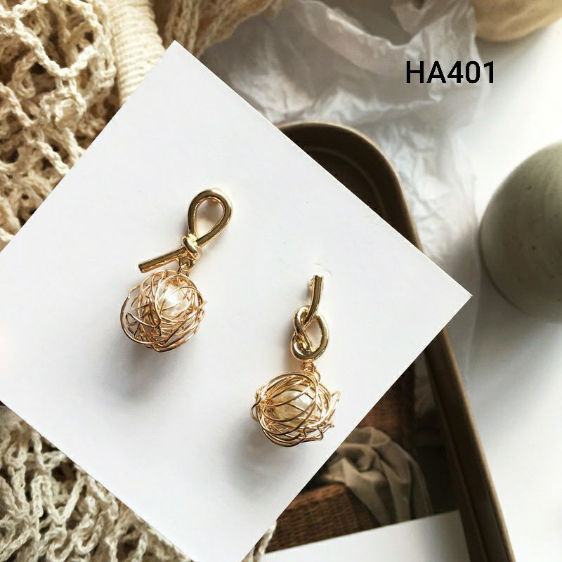 S925 ต่างหูเงินบิดเกลียวสร้างสรรค์ รหัส HA401