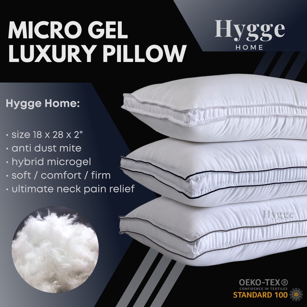 hygge [ ฮุก-กะ ] หมอนขนห่านเทียม microgel pillow หมอนโรงแรม pillow นุ่ม ฟู เด้ง ขนาด 18x28x2 นิ้ว มี