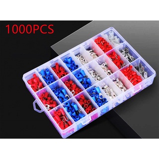 1000Pcs สายไฟ เชื่อมต่อ ฉนวน Crimp Terminals Spade Assorted Set