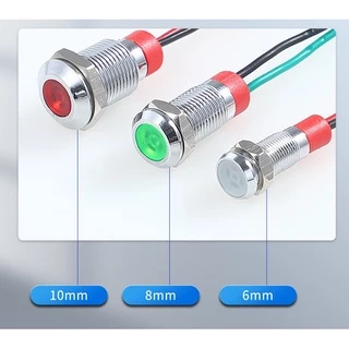 6/8/10 มม.ตัวบ่งชี้โลหะกันน้ํา LED สัญญาณไฟ 6V12V24V ตัวบ่งชี้ขนาดเล็ก