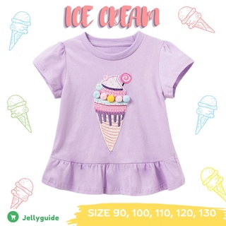 เสื้อยืดเด็ก ice cream ปักปอมๆ เนื้อผ้านุ่ม ระบายอากาศดี ผ้าคอตตอนแท้100%