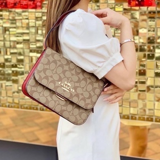 ✨ผ่อน0%แท้100%✨ กระเป๋าสะพาย ❤BRYNN FLAP CROSSBODY IN SIGNATURE CANVAS (COACH C5633)