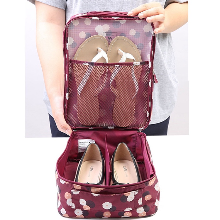 ShopAt.Two[BG6723] กระเป๋าเก็บรองเท้า ใส่รองเท้าได้ 2 ชั้น สำหรับเดินทางท่องเที่ยว แบบพกพา พร้อมส่ง