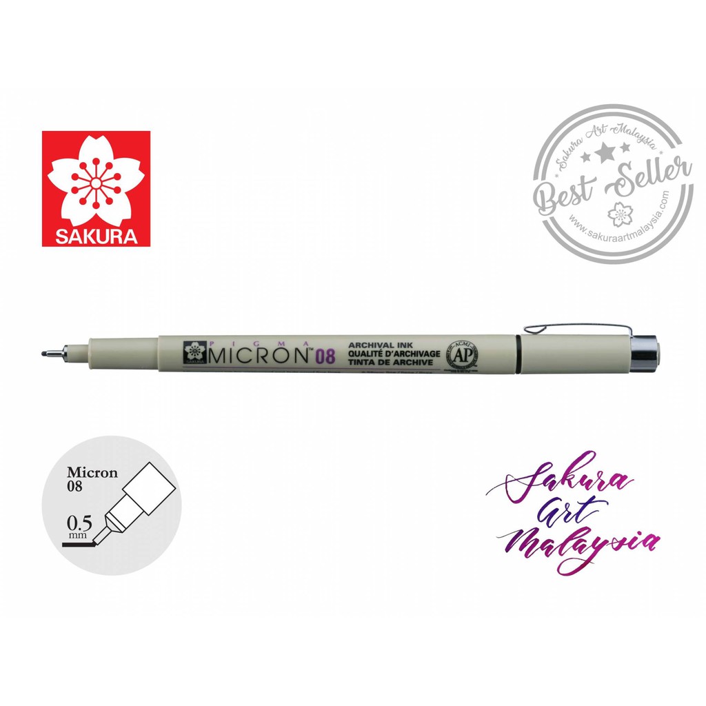 SAKURA PIGMA MICRON PEN 08 (สีดํา)