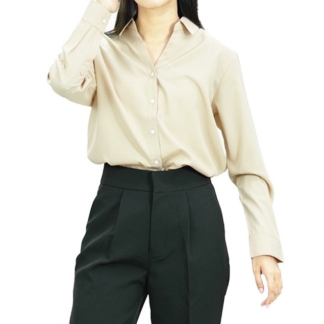 ZEIN เบลาส์ เสื้อเชิ้ตผู้หญิง รุ่นเบสิค แขนยาว สีพื้น ZNSH5288