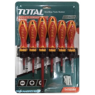 TOTAL Insulated Screwdriver Set ไขควงกันไฟ 1000V. 6 ตัว/ชุด รุ่น งานหนัก