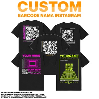 เสื้อยืดโอเวอร์ไซส์เสื้อยืด พิมพ์ลาย Barcode CUSTOM SCAN ME QR CODE Profession IG สําหรับผู้ชาย | Bucin Viral Streetwear