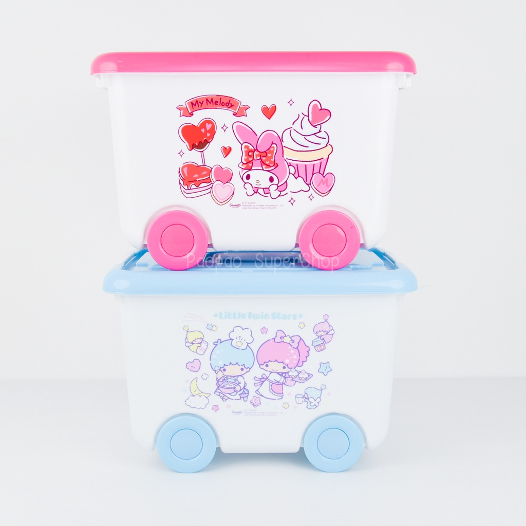 ถังอเนกประสงค์มีล้อ กล่องเลื่อนหูล็อก กล่องล้อเลื่อน little twin stars , my melody มายเมโลดี้