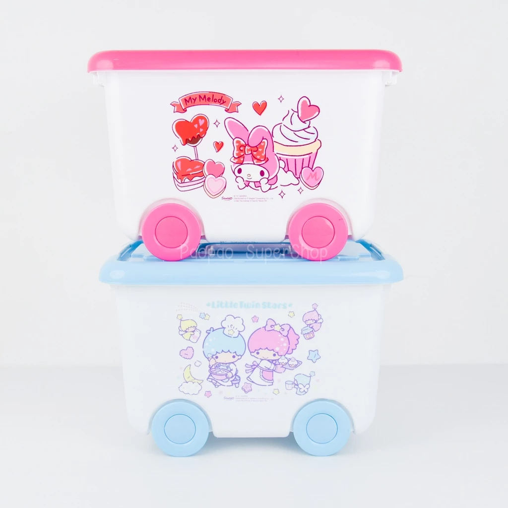 ถังอเนกประสงค์มีล้อ กล่องเลื่อนหูล็อก กล่องล้อเลื่อน little twin stars , my melody มายเมโลดี้