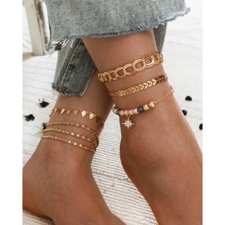 Golden Anklet set (5pcs.) เซตข้อเท้า 5 ชิ้น set นี้สวยหรู คุ้มค่ามากกกค่ะ✨💗