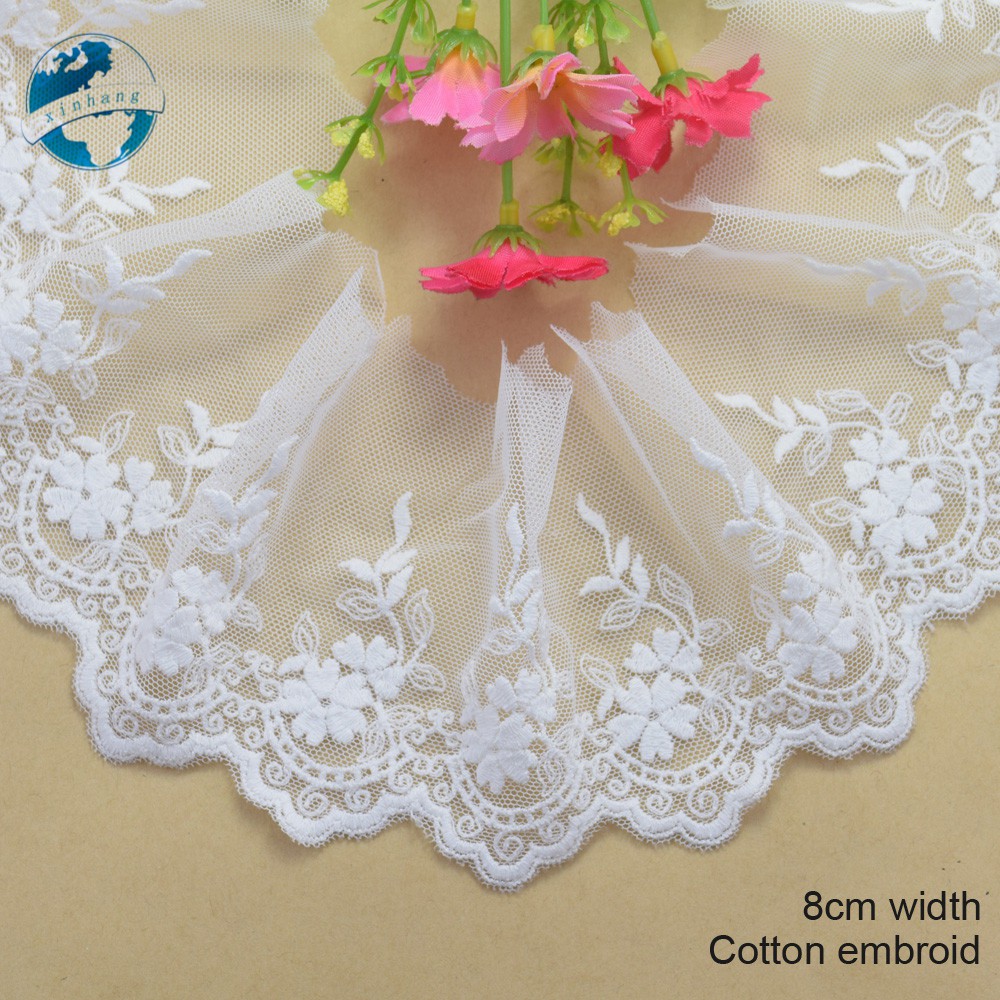 กว้าง 8 ซม.ผ้าฝ้ายเย็บปักถักร้อยขอบลูกไม้ลูกไม้ผ้า guipure diy trims มินิเดรสลูกไม้ริบบิ้น garment อุปกรณ์เสริม 1786