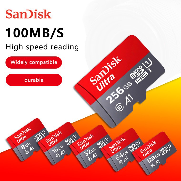 LOCAL STOCK🔥SanDisk UHS- SD Memory Card with Adapter - 120MB/s, 8GB/16GB/32GB/64GB/128GB/256GB Micro