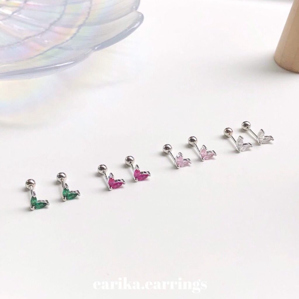 earika.earrings - gem forewings piercing จิวหูเงินแท้ปีกผีเสื้อ (ราคาต่อชิ้น) เหมาะสำหรับคนแพ้ง่าย ทองครึ่งสลึง