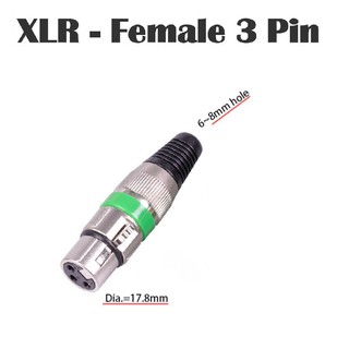 ปลั๊ก XLR 3ขา ตัวเมีย XLR FEMALE XLR FEMALE อย่างดี สีเขียว พร้อมส่ง  ปลั๊ก XLR 3ขา ตัวเมีย ใช้สำหรับต่อปลั๊กไมค์ มิกเซอ