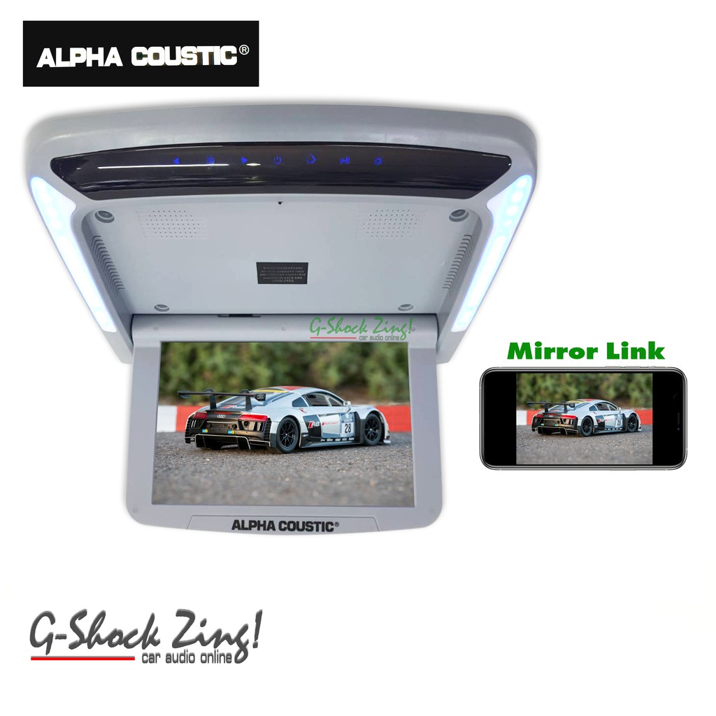 ALPHA COUSTIC เครื่องเสียงรถยนต์/จอติดรถยนต์/จอเพดาน/หลังคา/จอ 10.1นิ้ว LED 1280X800/Mirror link(ไร้สาย) สีเทา (Gray)