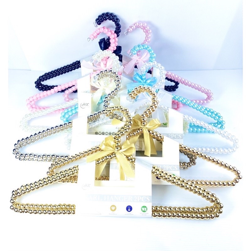 สินค้าพร้อมส่ง ไม้แขวนมุก​ ไม้แขวนเสื้อมุกหรูหรา​ ไซส์​ผู้ใหญ่​ (ราคาต่อ1ชิ้น)​