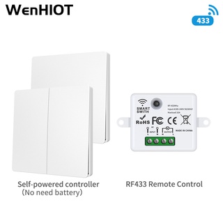 Smart switch สวิตช์ไร้สาย รีโมทคอนโทรล สวิตช์ไม่ต้องใช้แบตเตอรี่ สวิตช์ไฟ LED กันน้ำ wireless switch light Wireless Wall Switch