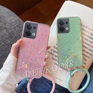 เคสโทรศัพท์มือถือนิ่ม OPPO OPPO Reno 8 7 6 8Pro 7Z 7Pro 6 6Z Z Pro Find X5 Pro 5G 4G Smartphone Casing Bling Shiny Phone Cell Case Clear Transparent Soft Back Cover with Hand Bracele Reno8 Reno7 Reno6