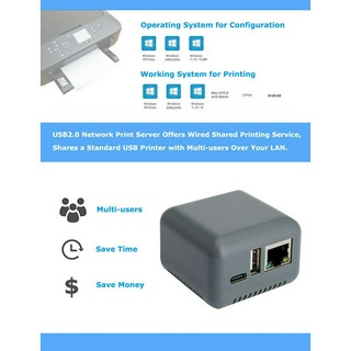 อัพเกรดเครื่องพิมพ์ USB ของคุณด้วย LOYALTY-SECU Mini Ethernet เป็นอะแดปเตอร์เซิร์ฟเวอร์เครือข่าย USB 2.0