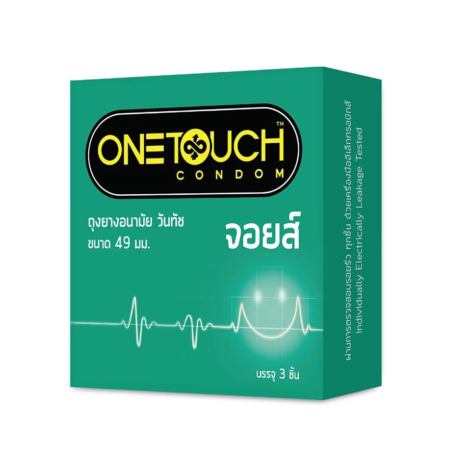 One Touch Joys วันทัช จอยส์ ถุงยางอนามัย ถุงยาง ขนาด 49 มม. ผิวเรียบ จำนวน 1 กล่อง บรรจุ 3 ชิ้น 07045