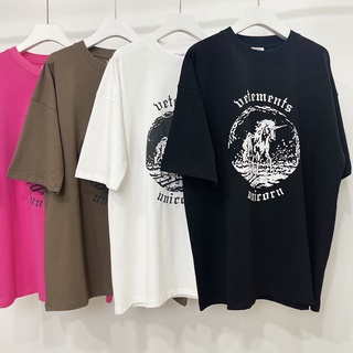 T-shirt  VETEMENTS 2022SS  เสื้อยืดโอเวอร์ไซซ์ พิมพ์ลายยูนิคอร์น ด้านหน้า และด้านหลังS-5XL