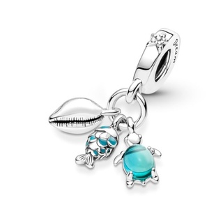 (พร้อมส่ง)*New*Pandora Fish, Sea Turtle &amp; Conch Triple Dangle Charm