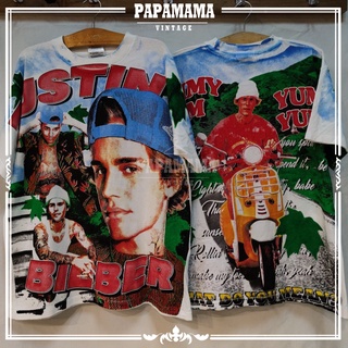 [ Justin Bieber ] YUMMY YUMMY OVP ALL Over Print ป้าย TULTEX USA  จัสตินบีเบอร์ papamama vintage