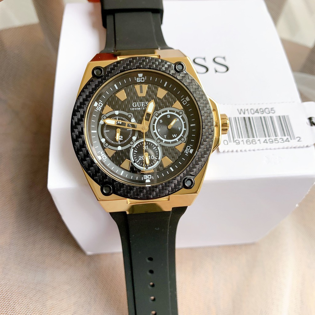พร้อมสต็อก ！GUESS Legacy Quartz Black Dial Men's Watch W1049G5 W1049G2 W1049G6 W1049G3 45mm