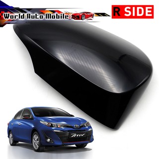 ฝาครอบกระจก งานไต้หวัน ข้างขวา Rh สีดำ งานดิบ เว้าไฟเลี้ยว Toyota  Corolla Altis Yaris Vios Camry ปี2014 - 2019