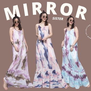 🔖MiRRoRSiSTER เดรสสายเดี่ยวคอวีลายสีน้ำ2โทนสลับสี