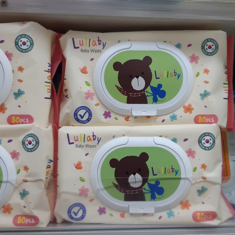 Lullaby ทิชชู่เปียก ลัลลาบายเบบี้ไวพส์ นำเข้าจากเกาหลี 80แผ่น 💢 ลดถึง - 4 พ.ย.💢