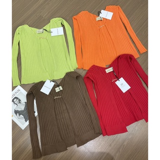 Mute - Jaccer knit เสื้อคลุมไหมพรมผ้าทอนิตเเหวกอก ไหมพรมเนื้อดีไม่บาง เสื้อเเซ่บๆใส่ไปเที่ยวเหนือ