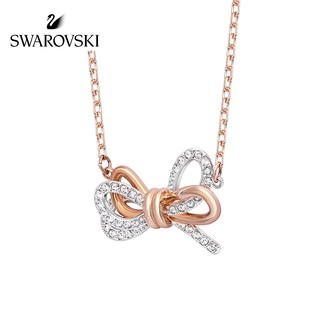 Swarovski สร้อยคอโซ่ยาว ประดับโบว์ สองสี ของขวัญสําหรับผู้หญิง