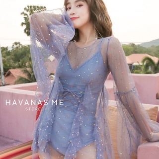 🍋HAVANAS ME🍋Bodysuit X เสื้อคลุม มี2สี ฟ้า ดำ สินค้าพร้อมส่ง ชุดว่ายน้ำแฟชั่น 2020 บิกินี่2ชิ้น