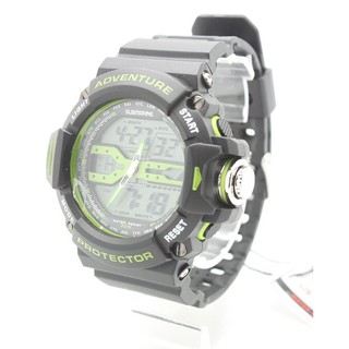 Submariner นาฬิกาชาย สายยาง 2 ระบบ (เข็มและDigital) - SS20006 (Black-Green)